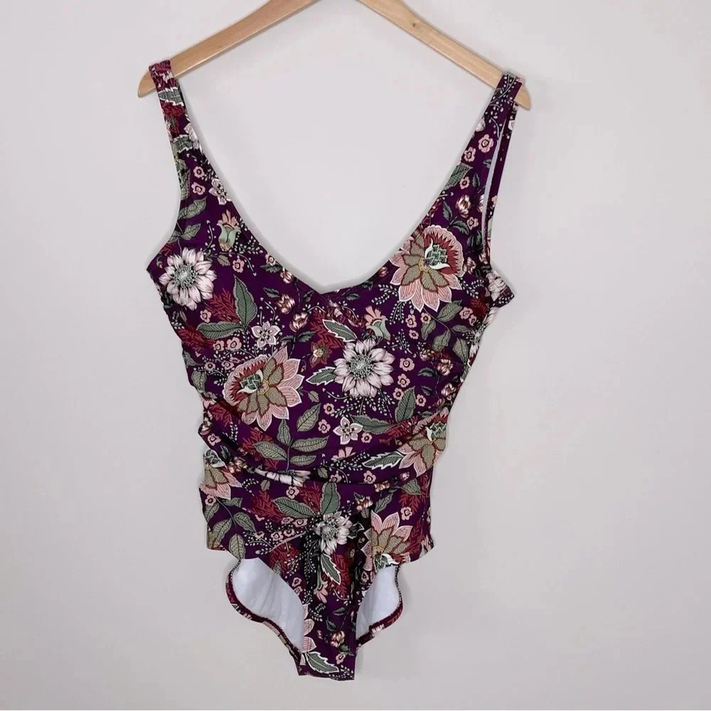 Anne Cole Women's Retro Printed Twist-Front One-Piece Swimsuit boho vacation